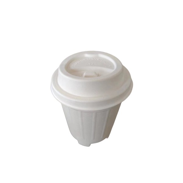 50 Count Coffee Cup Lids, Certified Compostable Disposable Bagasse Lids For 8oz, 12oz, 16oz Cups White
